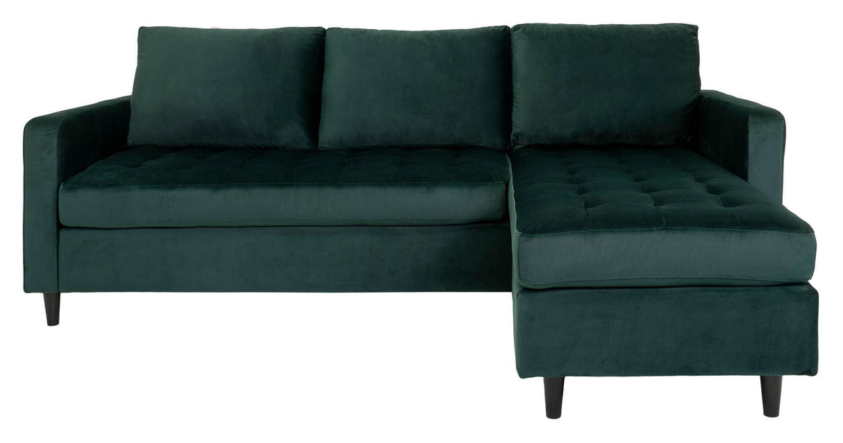 Firenze Sofa with removable Chaise longue, Dark Green Velvet