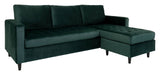 Firenze Sofa with removable Chaise longue, Dark Green Velvet