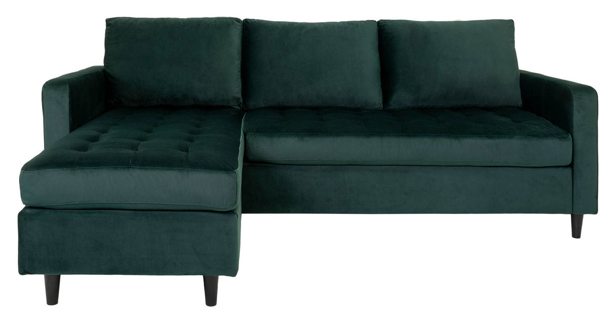 Firenze Sofa with removable Chaise longue, Dark Green Velvet