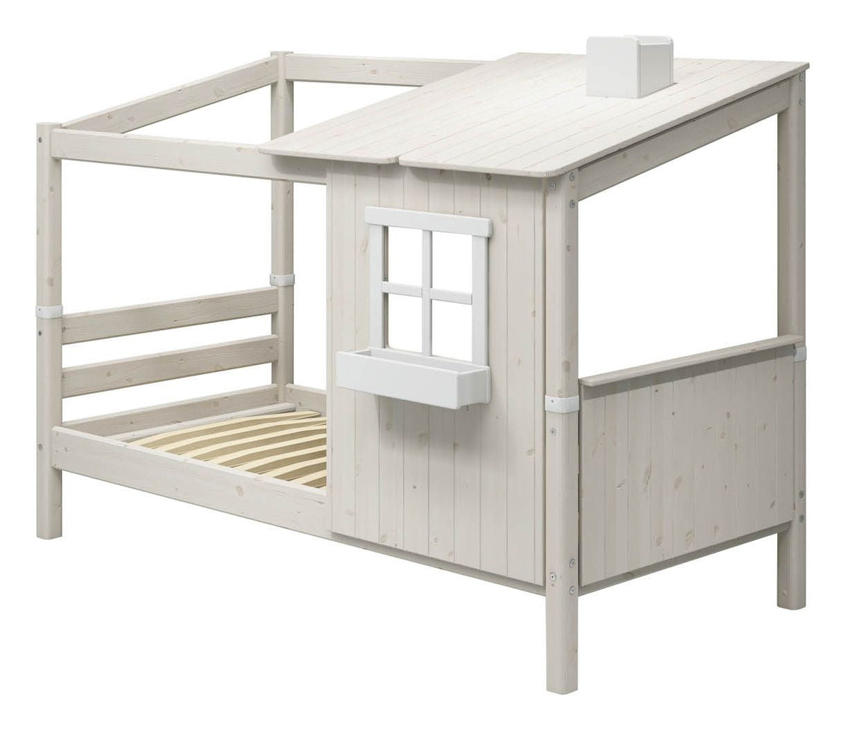 Classic Cot w. 1/2 House, white, 90x200