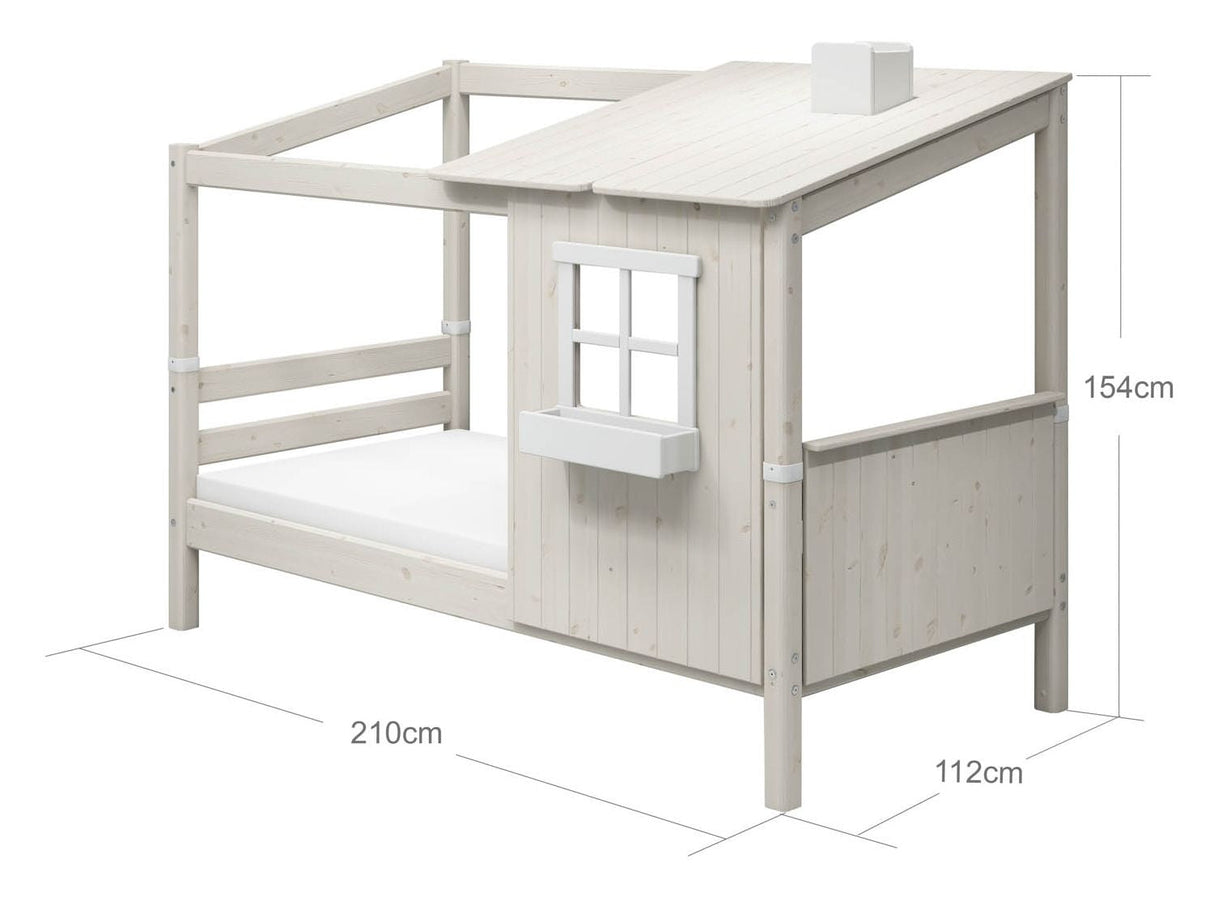 Classic Cot w. 1/2 House, white, 90x200