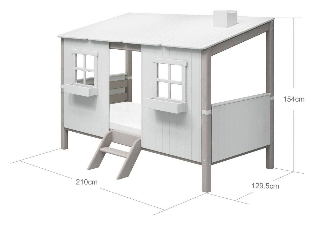 Classic Cot w. House 90x200, White/Gray