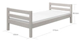 Classic Single Bed 90x200, Gray