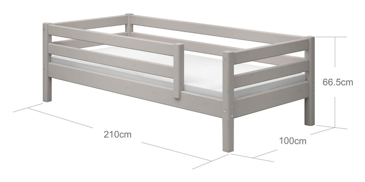 Classic Single Bed w. Bedhorse, 90x200, Gray