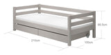 Classic Single Bed w. drawers 90x200, Gray