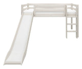 Classic Half-high bed with straight ladder and slide 90x200, White