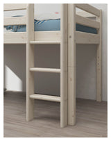 Classic Half-high bed with straight ladder and slide 90x200, White