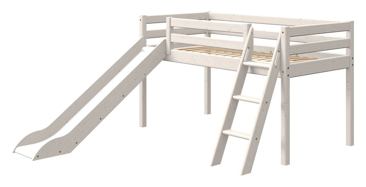 Classic Half-high bed with slide, white, 90x200