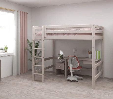 Classic High bed with straight ladder 140x200, Gray