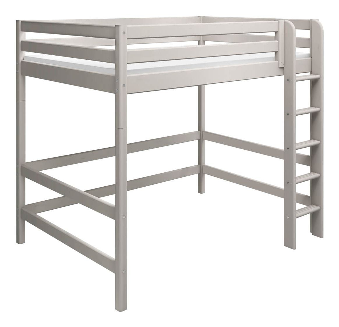 Classic High bed with straight ladder 140x200, Gray