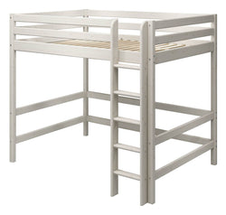 Classic High bed with straight ladder 140x200, White