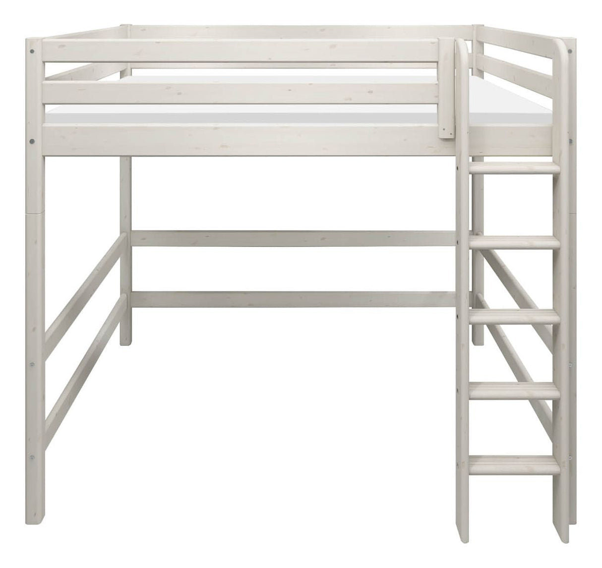 Classic High bed with straight ladder 140x200, White