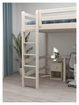 Classic High bed with straight ladder 140x200, White