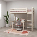 Classic High bed with straight ladder 90x200, White