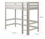 Classic High bed with straight ladder 90x200, White