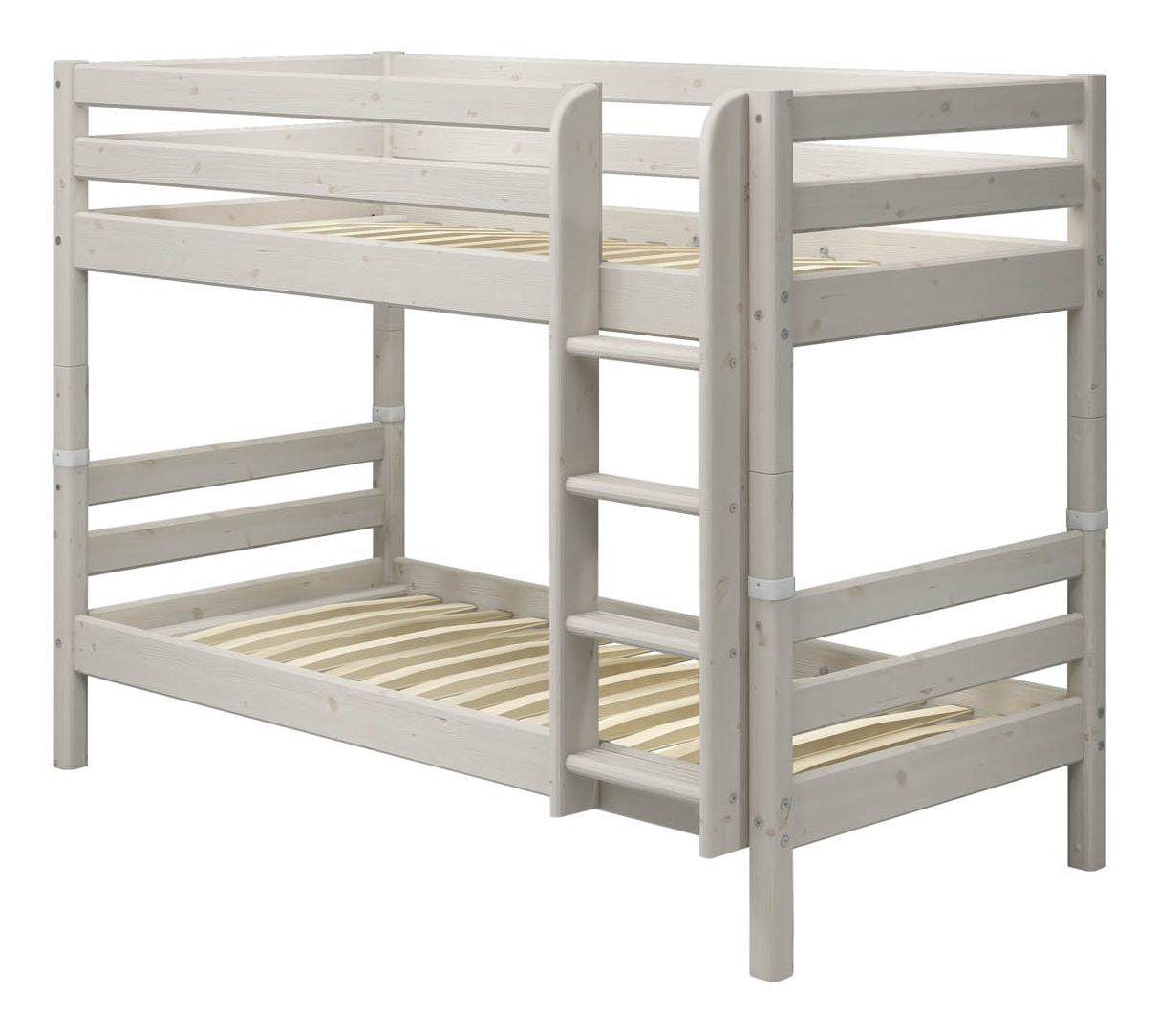 Classic Bunk bed with straight ladder, white, 90x200