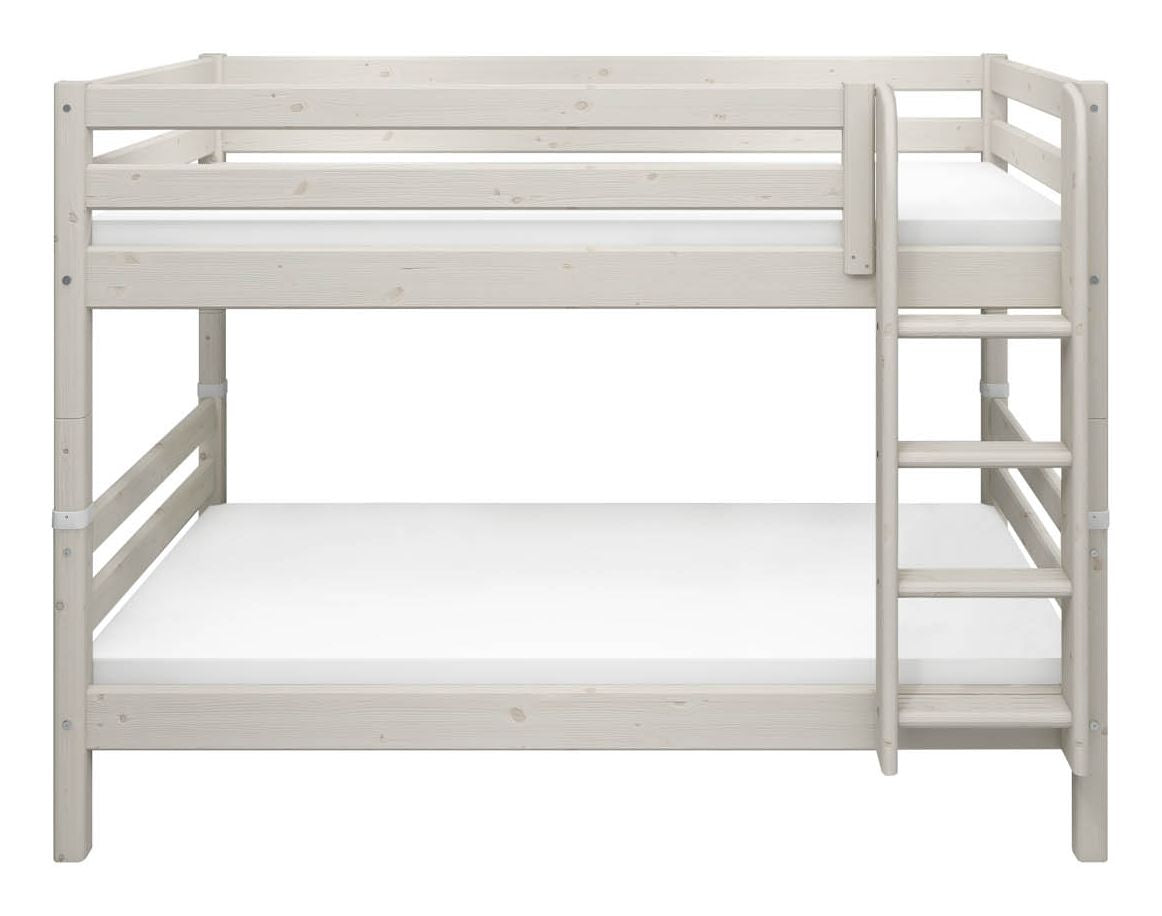 Classic Bunk bed with straight ladder, white, 90x200