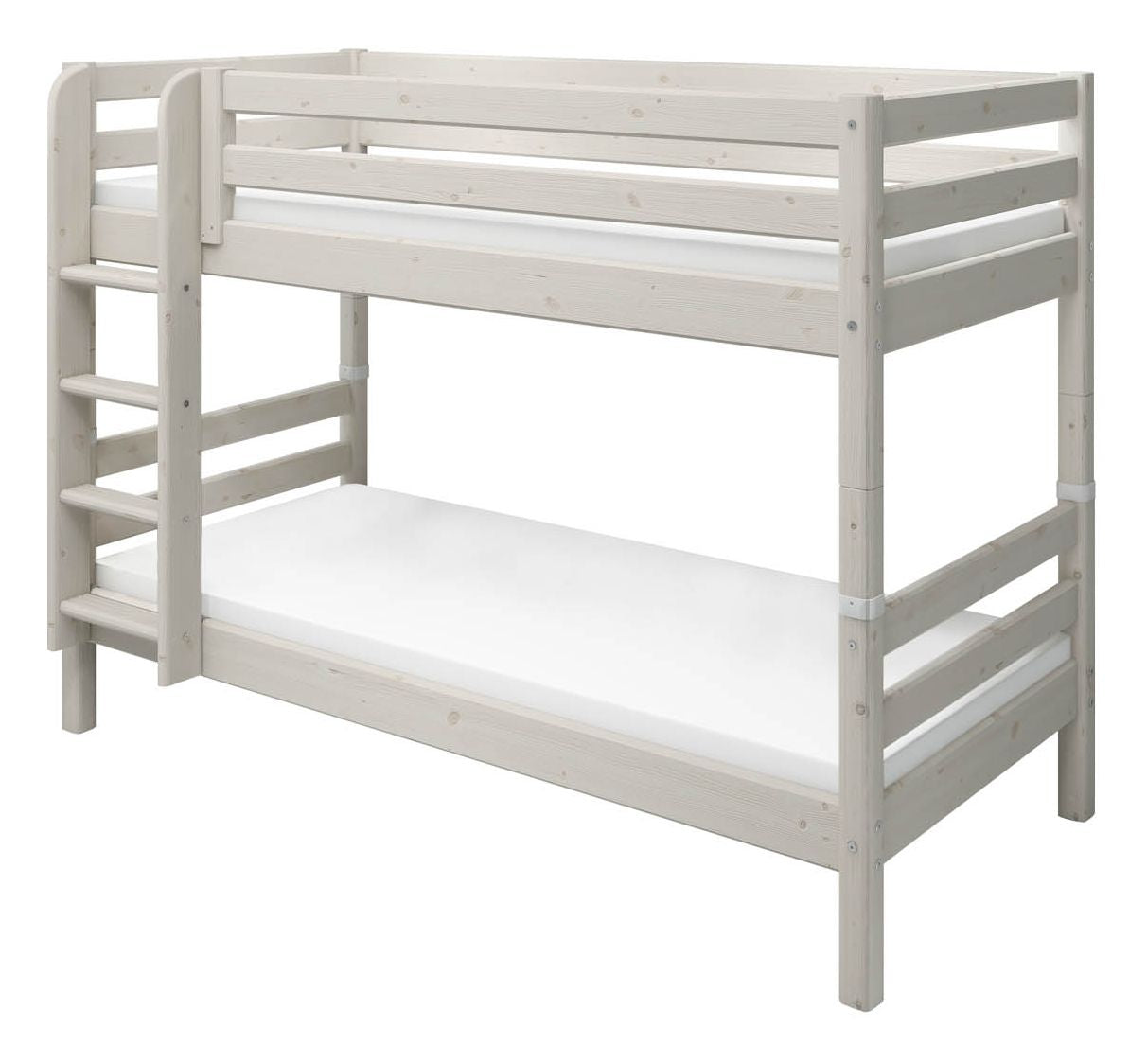 Classic Bunk bed with straight ladder, white, 90x200