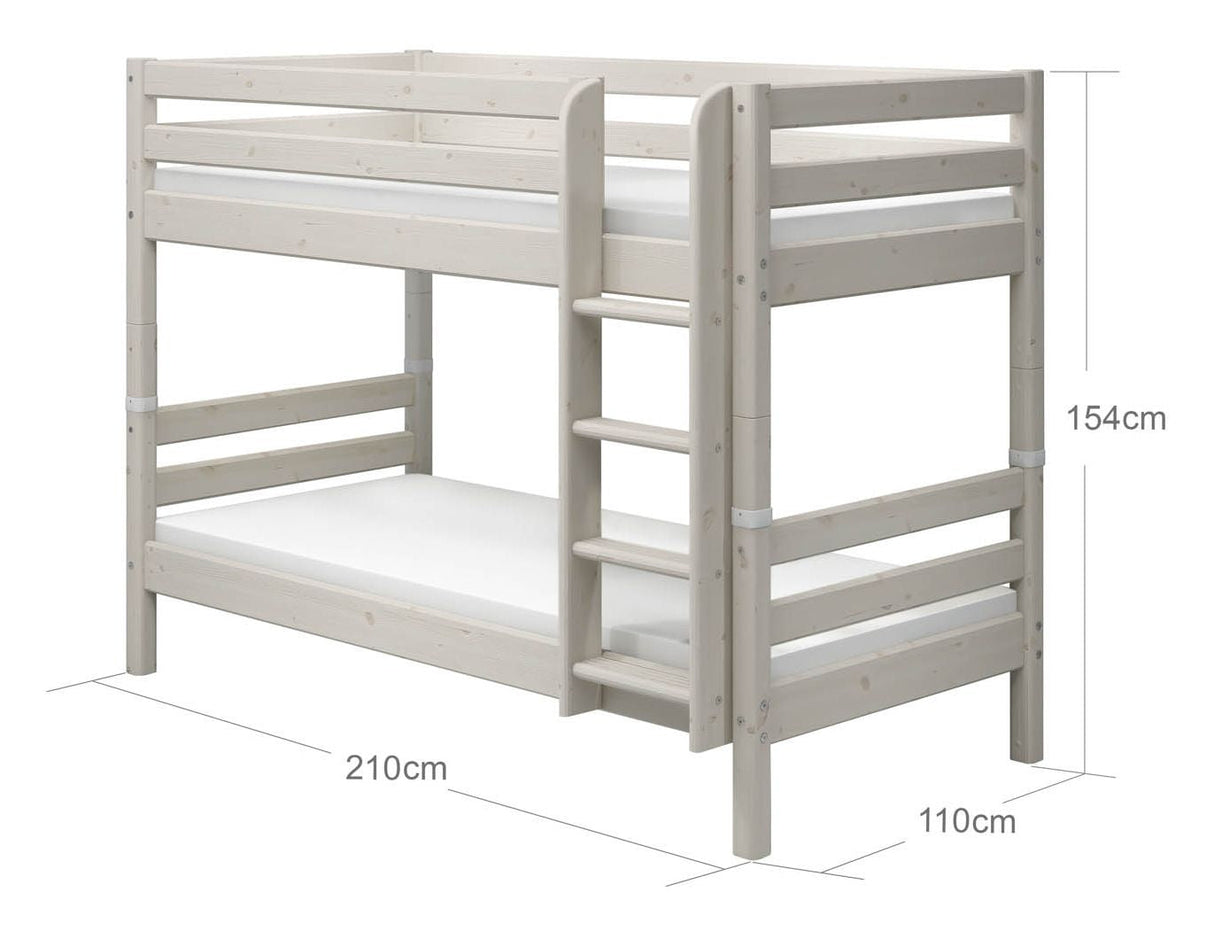 Classic Bunk bed with straight ladder, white, 90x200