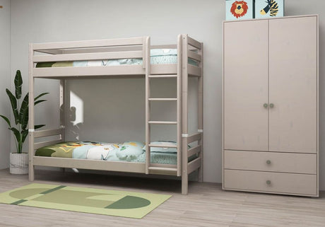 Classic Bunk Bed with Straight Ladder 90x200, Gray