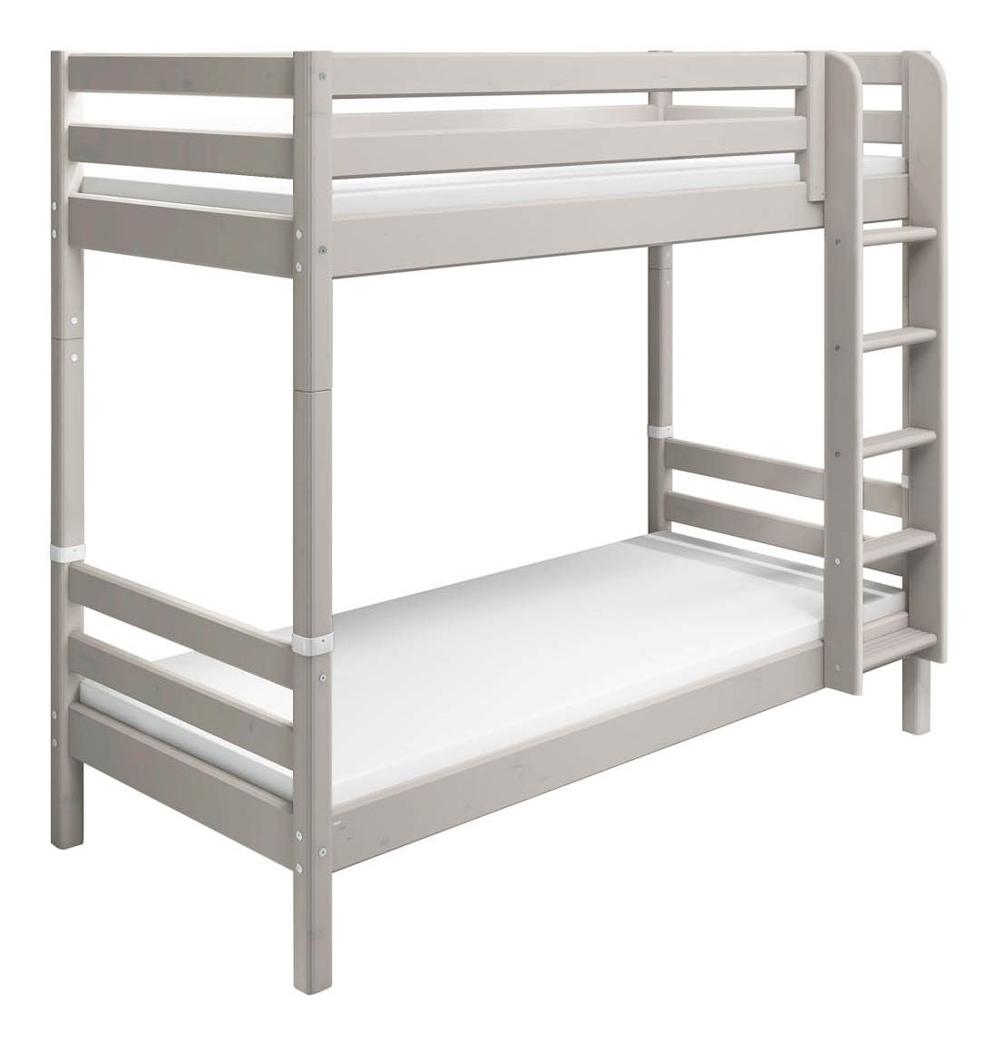 Classic Bunk Bed with Straight Ladder 90x200, Gray