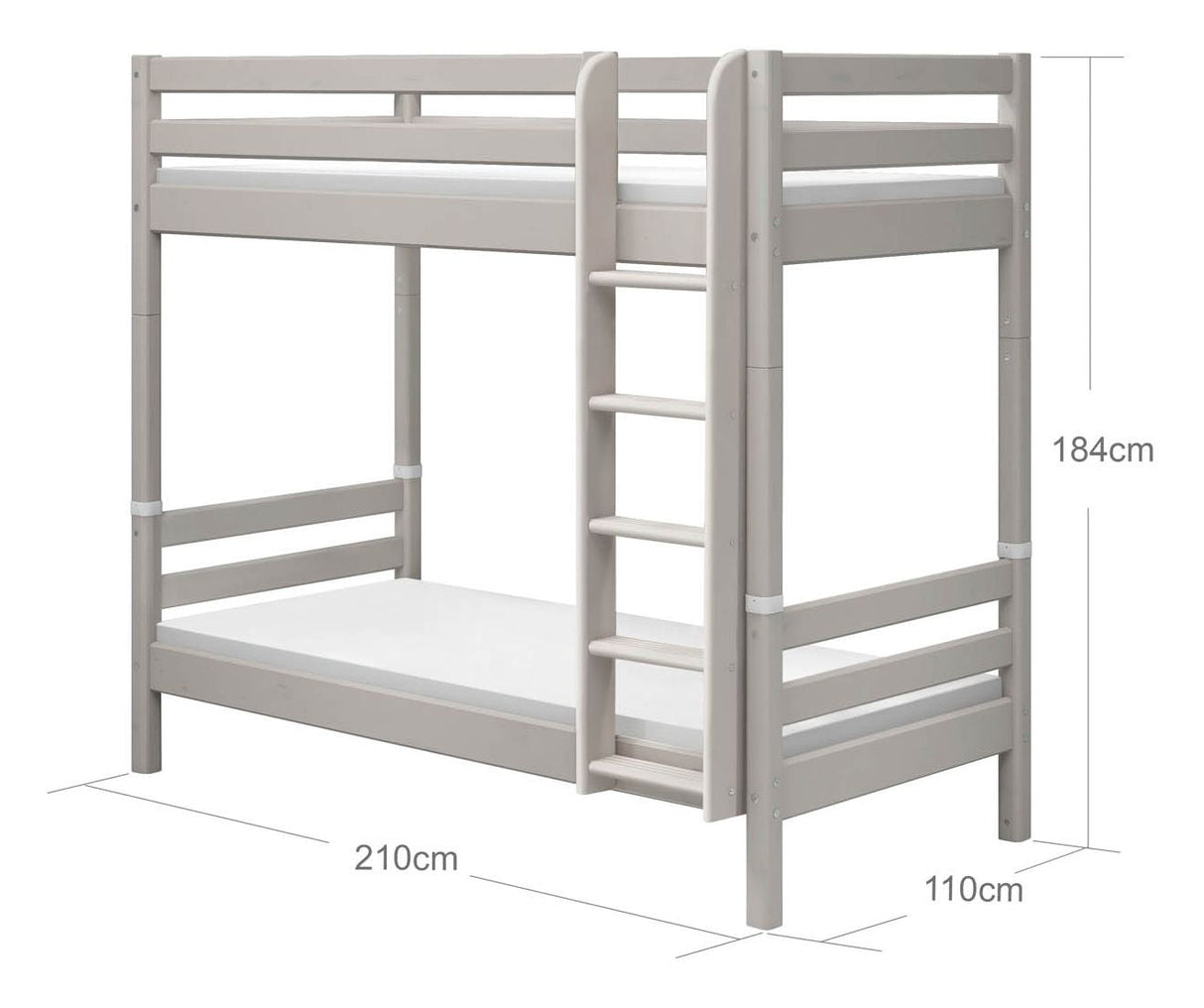 Classic Bunk Bed with Straight Ladder 90x200, Gray