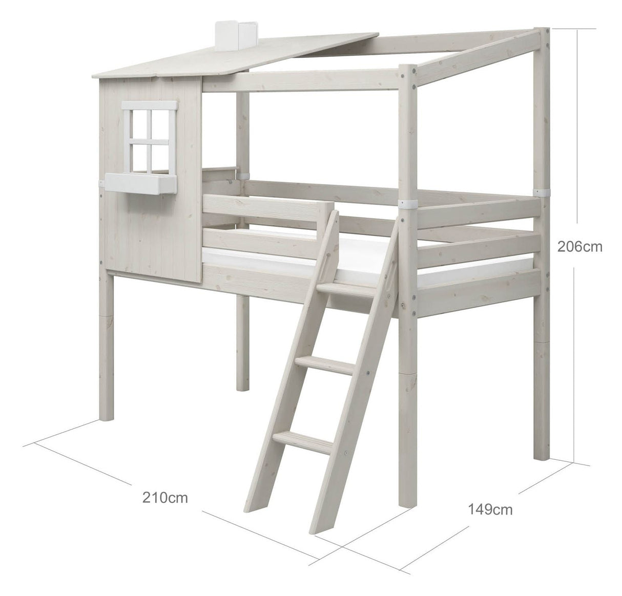 Classic Medium bed w. 1/2 House, white, 90x200