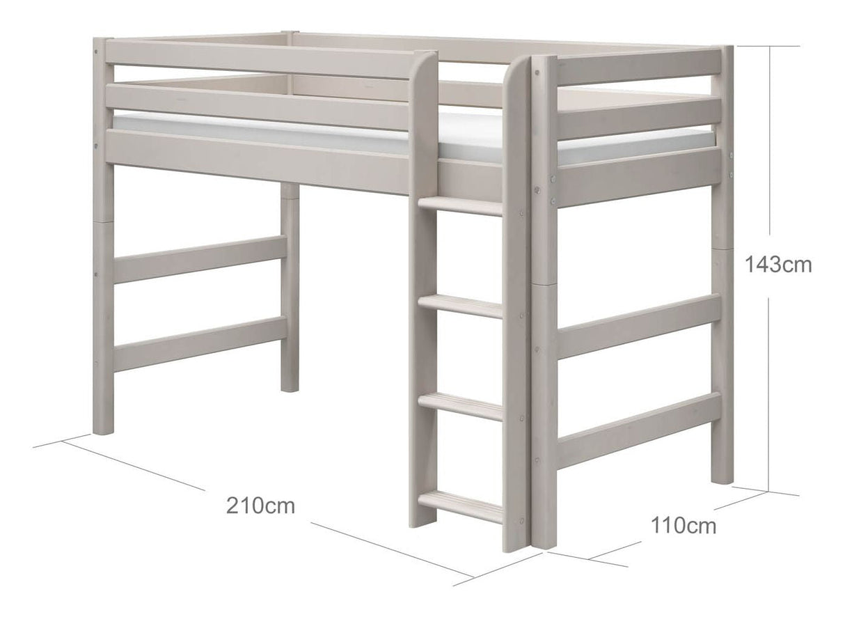 Classic Medium bed with straight ladder 90x200, Gray