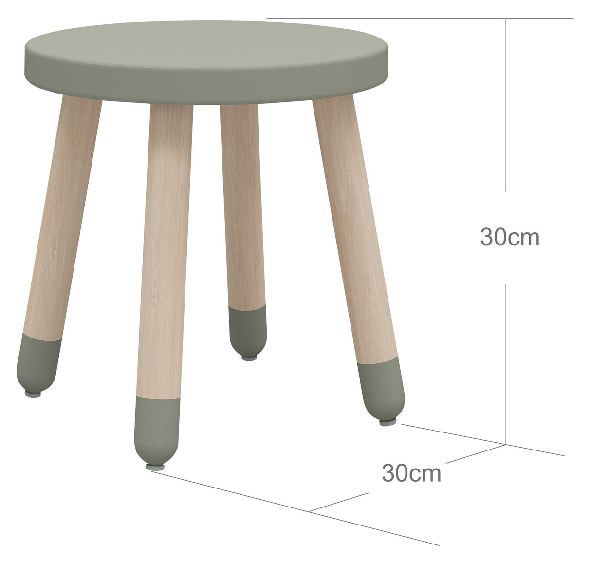 FLEXA Dots Stool, MDF and Ash Wood, Green