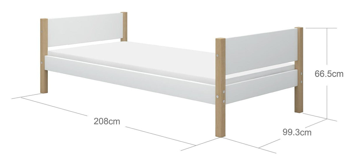 FLEXA Nor Children's bed white, 90x200 m. oak