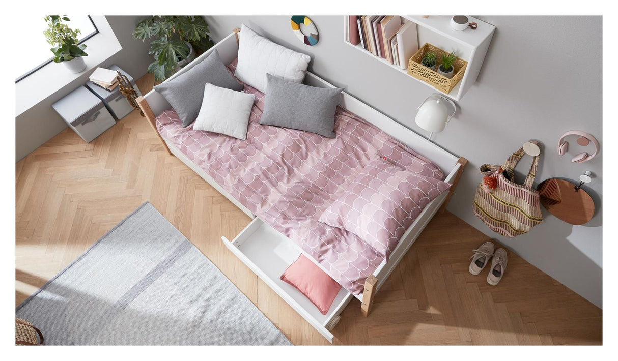 FLEXA Nor Children's bed w/2 drawers White. 90x200 m. oak bone