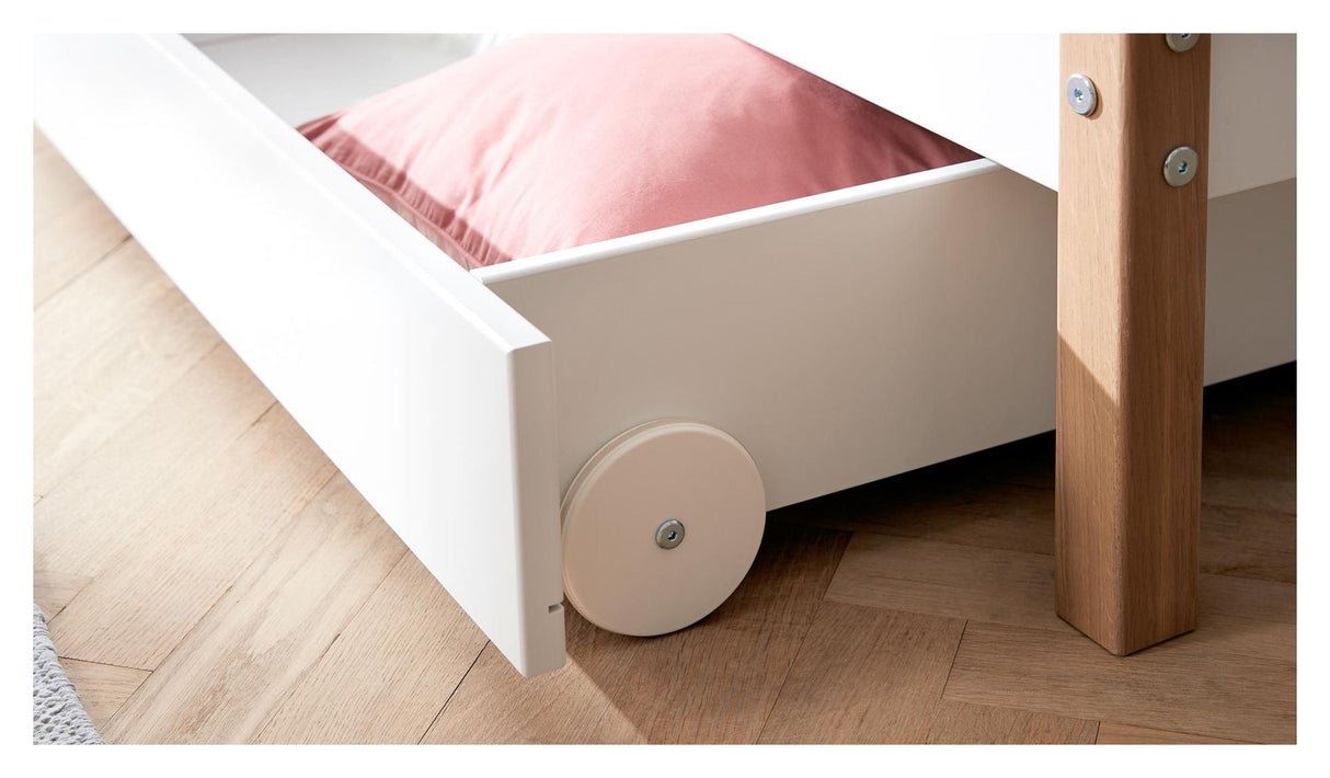 FLEXA Nor Children's bed w/2 drawers White. 90x200 m. oak bone