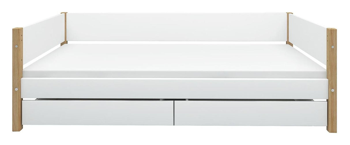 FLEXA Nor Children's bed w/2 drawers White. 90x200 m. oak bone