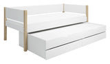 FLEXA Nor Children's bed with pull-out bed and drawers, White. 90x200 m. oak bone