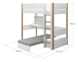 FLEXA Nor CASA High bed white, w. straight ladder 90x200