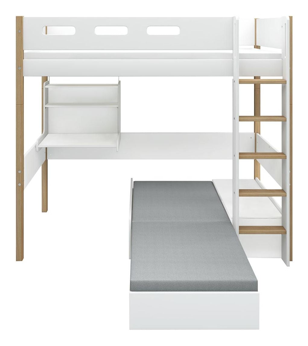 FLEXA Nor CASA High bed white, w. straight ladder 90x200