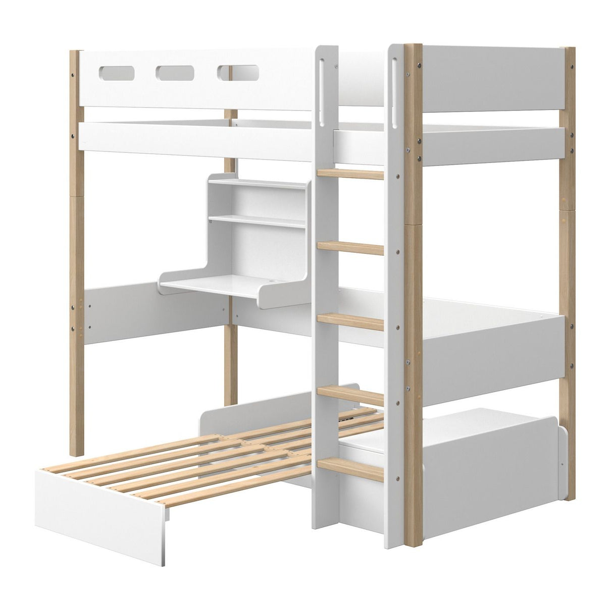 FLEXA Nor CASA High bed white, w. straight ladder 90x200