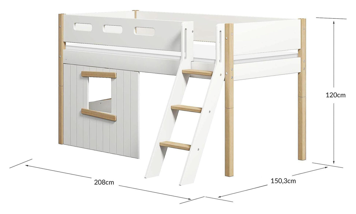 Nor Half-high bed, White/oak, 90x200