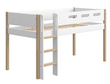 FLEXA Nor Half high bed white 90x200 m. oak leg, straight ladder