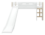 FLEXA Nor Half-high bed with slide white 90x200 m. oak legs, straight ladder