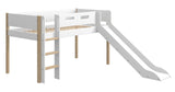 FLEXA Nor Half-high bed with slide white 90x200 m. oak legs, straight ladder