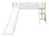 FLEXA Nor Half-high bed with slide white 90x200 m. oak legs, inclined ladder