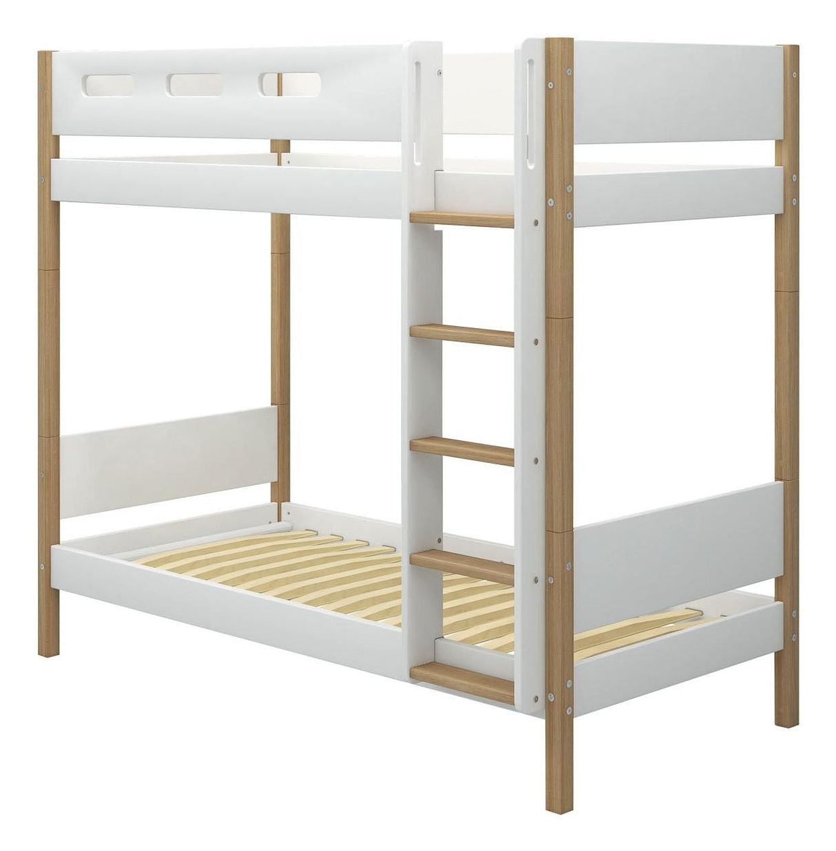 FLEXA Nor Bunk bed high white, 90x200 m. oak bone