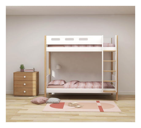 FLEXA Nor Bunk bed high white, 90x200 m. oak bone