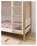 FLEXA Nor Bunk bed high white, 90x200 m. oak bone