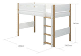 FLEXA Nor Semi-high bed 90x200 m. oak leg, straight ladder