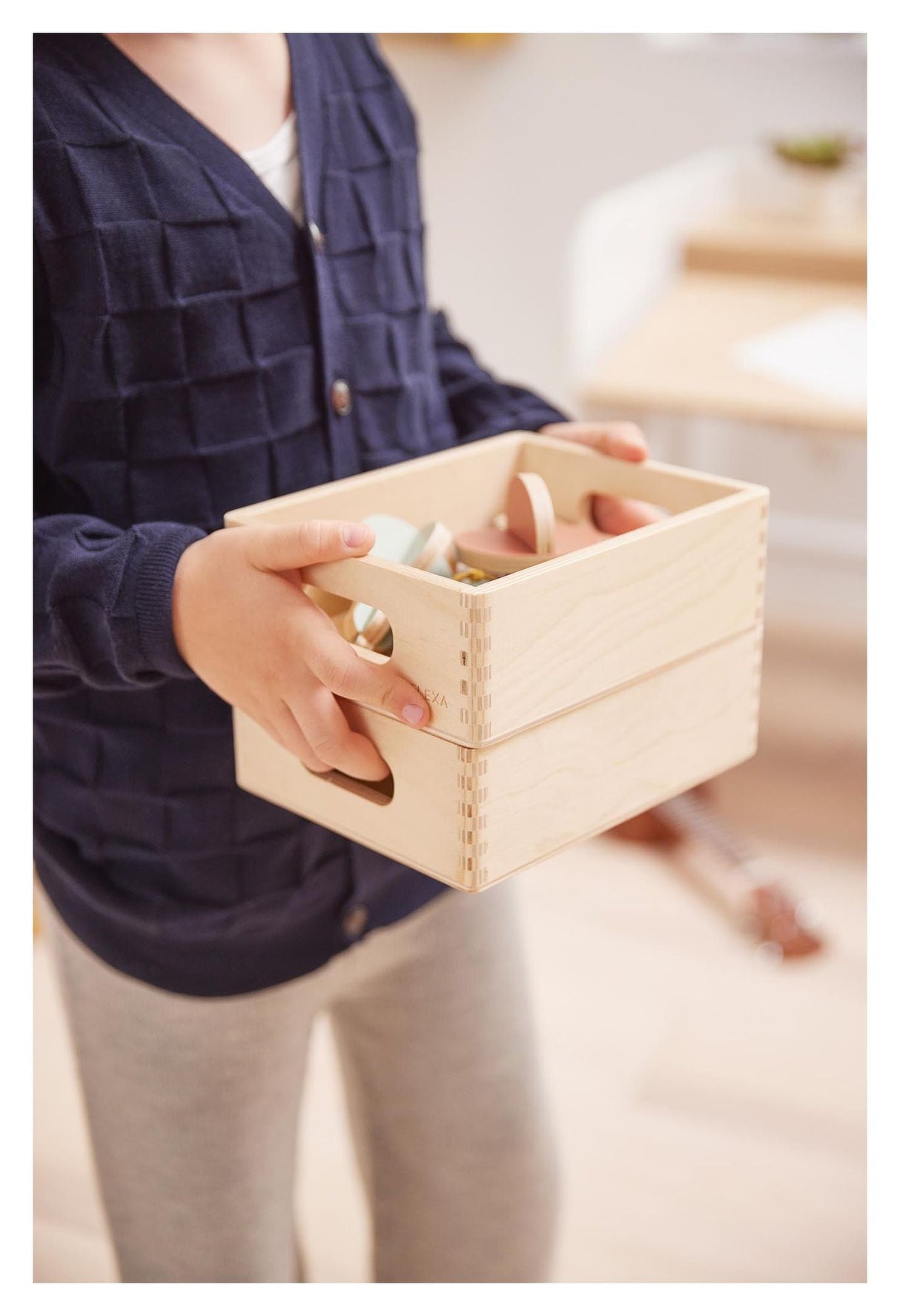 Play Storage boxes in wood, Set of 4 pieces.