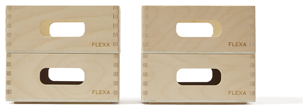 Play Storage boxes in wood, Set of 4 pieces.