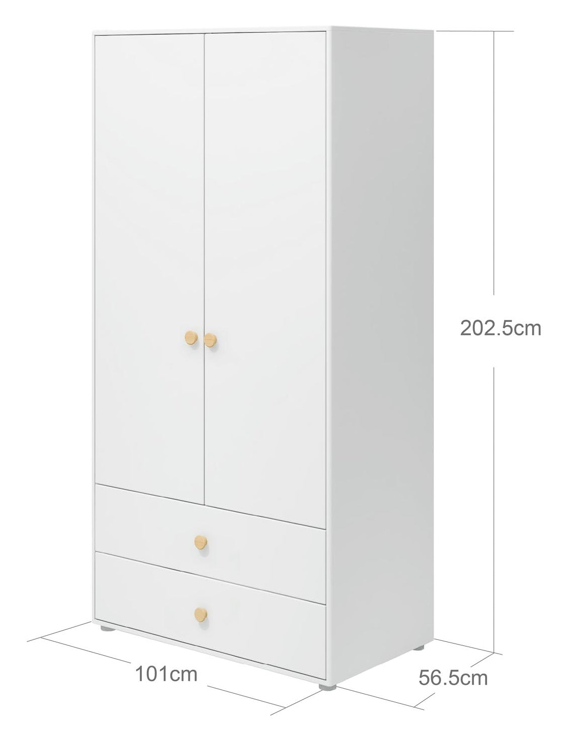 Roomie Wardrobe with 2 doors, White/Oak