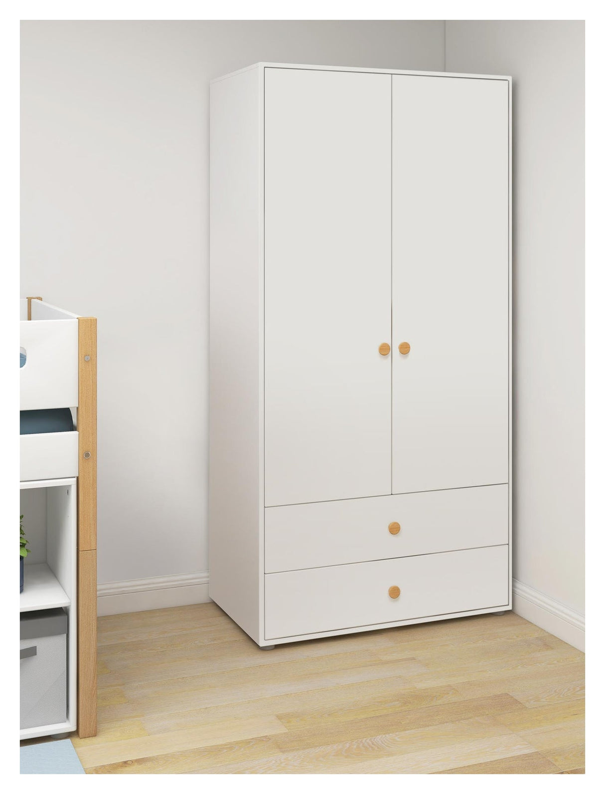 Roomie Wardrobe with 2 doors, White/Oak